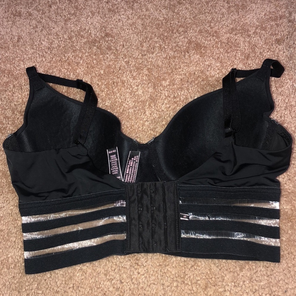 Victoria’s Secret T-shirt Demi Women’s Black Sheer Striped Padded Bra size 32D - Picture 4 of 6